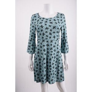 Boden Womens Bird Print Fit & Flare Dress UK 12 US 8 Blue Star NWT